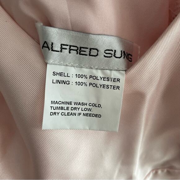 Alfred Sung Women’s V-Neck Pleated Skirt Cocktail Dress With Pockets Blush Sz 4 - Picture 7 of 8